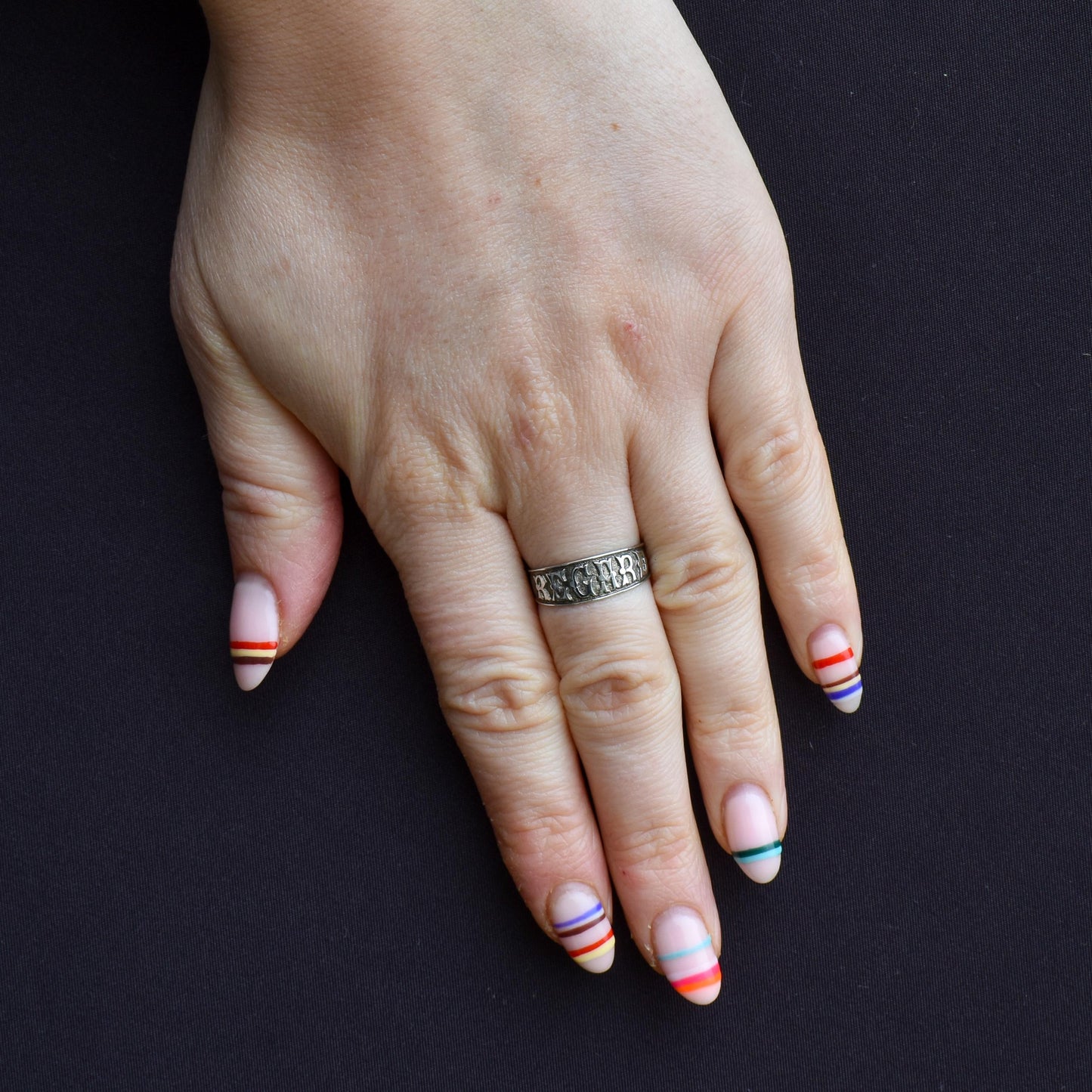 Antique REGARD Sterling Silver Chunky Band Ring