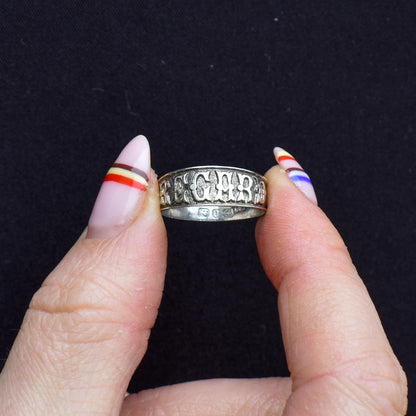 Antique REGARD Sterling Silver Chunky Band Ring