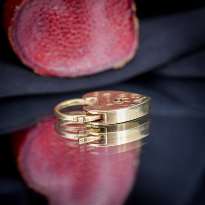 Vintage 9ct Yellow Gold Engraved Heart Padlock Charm Pendant