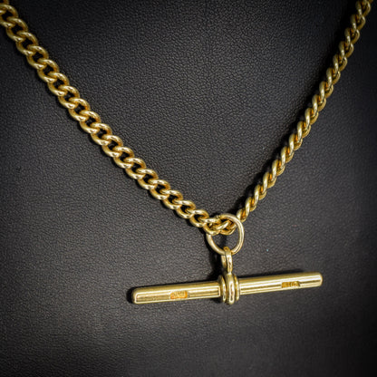 Antique 18ct Yellow Gold Curb Link Albert Watch Chain Necklace | 15.75"