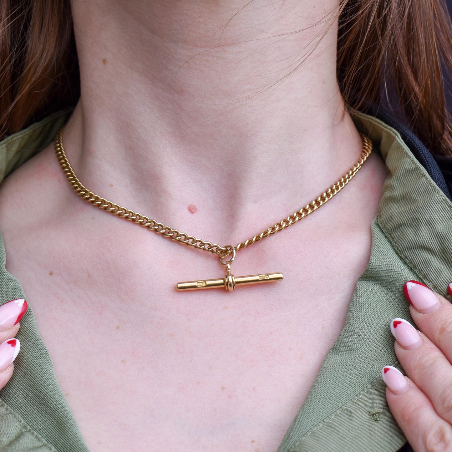 Antique 18ct Yellow Gold Curb Link Albert Watch Chain Necklace | 15.75"