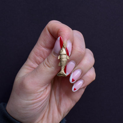 Vintage 9ct Gold Articulated Fish Charm | London 1972