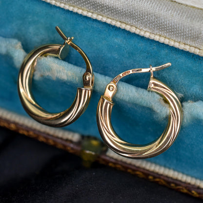 Vintage 9ct Yellow Gold Hoop 'Hoops' Earrings