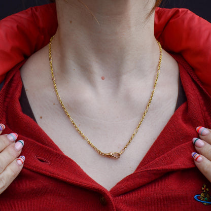 Antique 15ct Yellow Gold Fancy Link Chain Necklace with 18ct Dog Clip | 19.25"