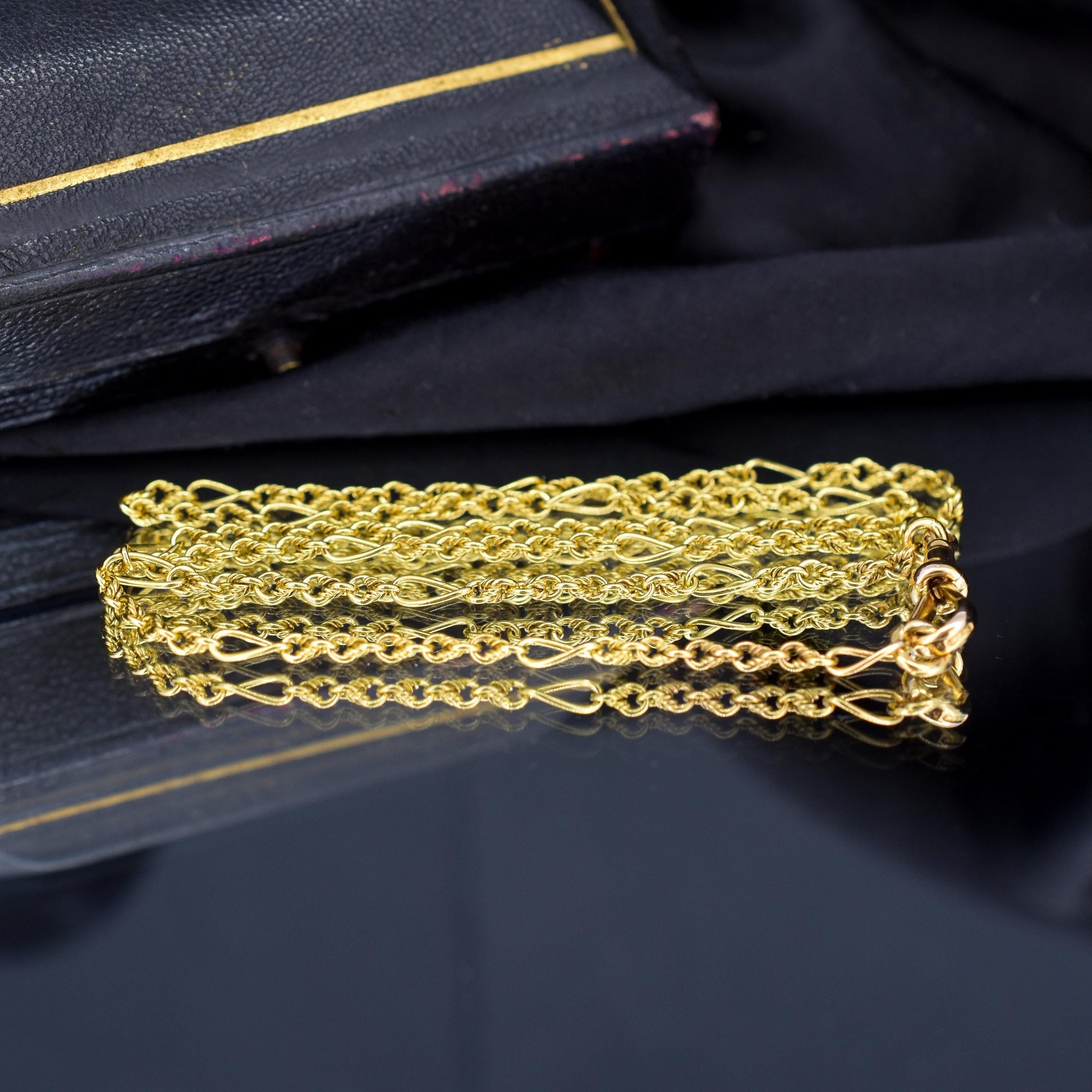 Antique 15ct Yellow Gold Fancy Link Chain Necklace with 18ct Dog Clip | 19.25"