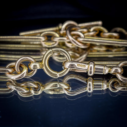 Antique Heavy 15ct Gold Trombone Link Albert Chain Necklace | 15.5"