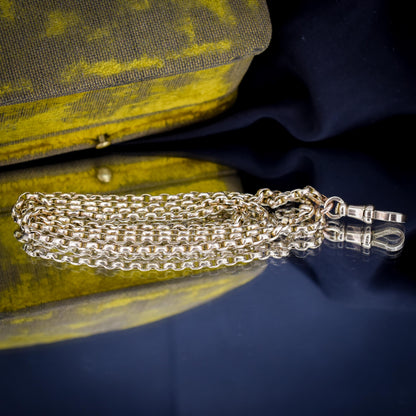 Antique Victorian 9ct Gold Faceted Link Chain Necklace with Dog Clip | 26"