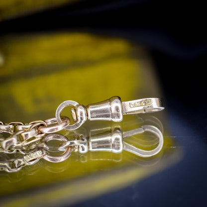 Antique Victorian 9ct Gold Faceted Link Chain Necklace with Dog Clip | 26"