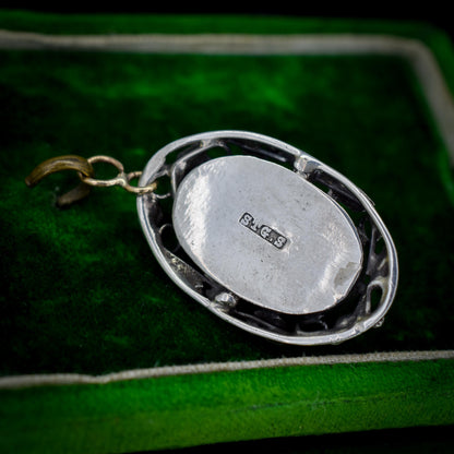 Arts and Crafts Opal Doublet Silver Statement Pendant