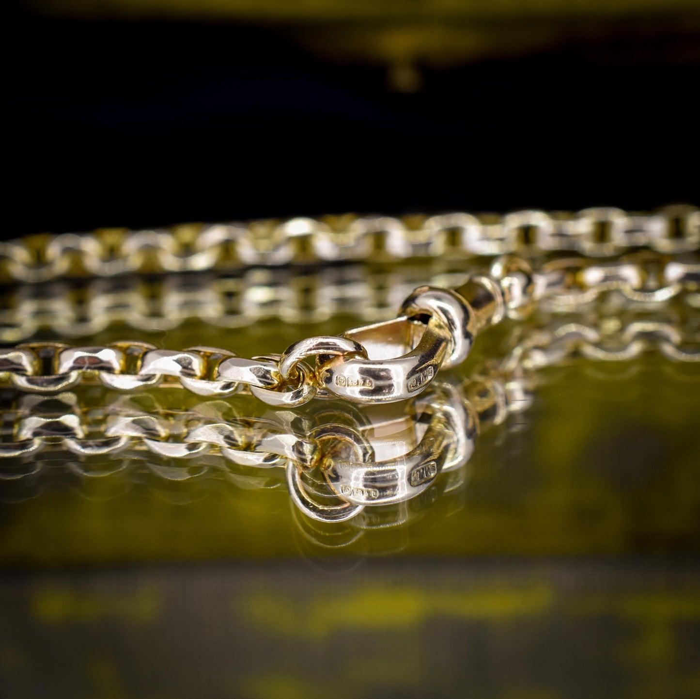 Antique Victorian 9ct Gold Faceted Link Chain Necklace with Dog Clip | 17.75"