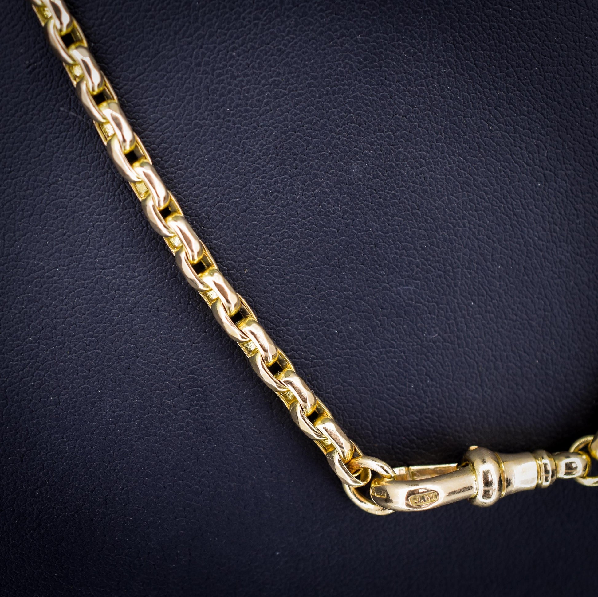 Antique Victorian 9ct Gold Faceted Link Chain Necklace with Dog Clip | 17.75"