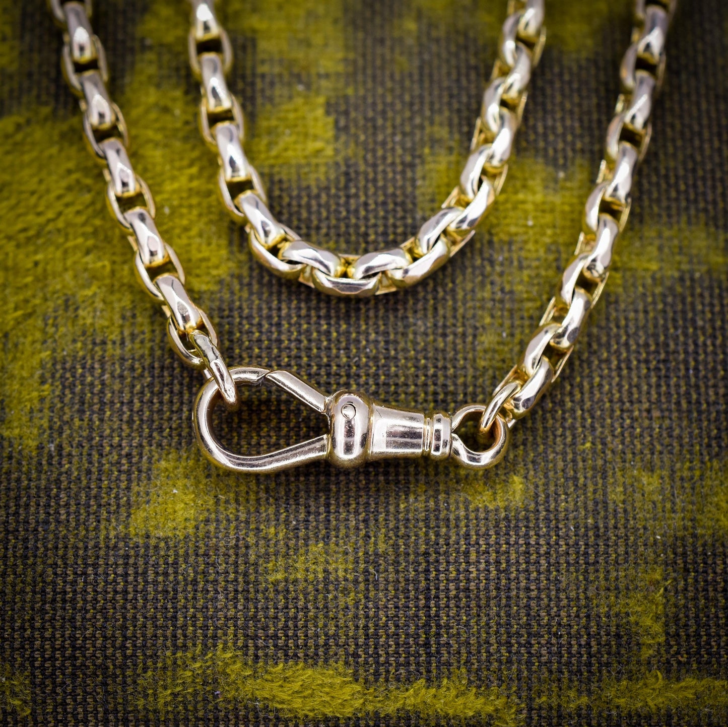 Antique Victorian 9ct Gold Faceted Link Chain Necklace with Dog Clip | 17.75"