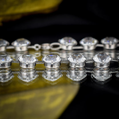 Antique Clear Paste Riviere Silver Short Collar Necklace | 15.5"