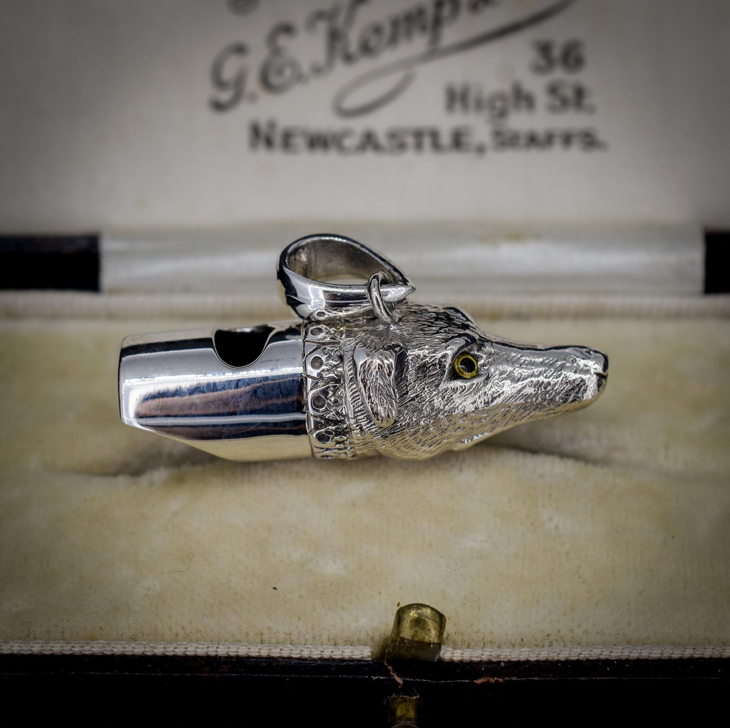 Vintage Sterling Silver Novelty Lurcher Dog Whistle Pendant