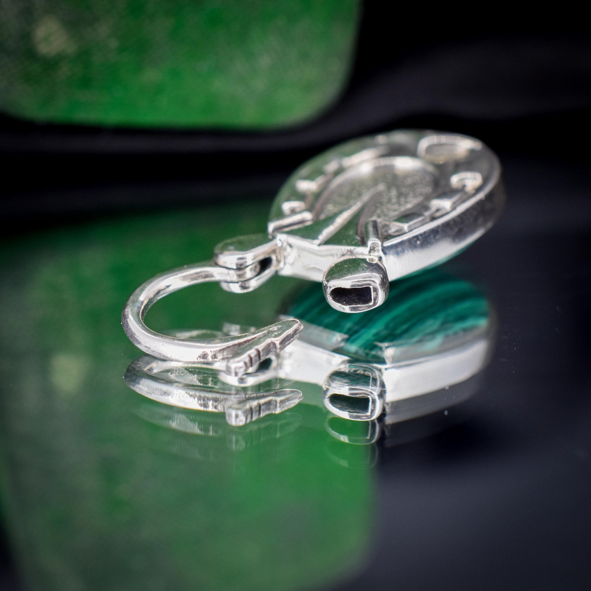 Malachite Horseshoe Sterling Silver Padlock Pendant Charm