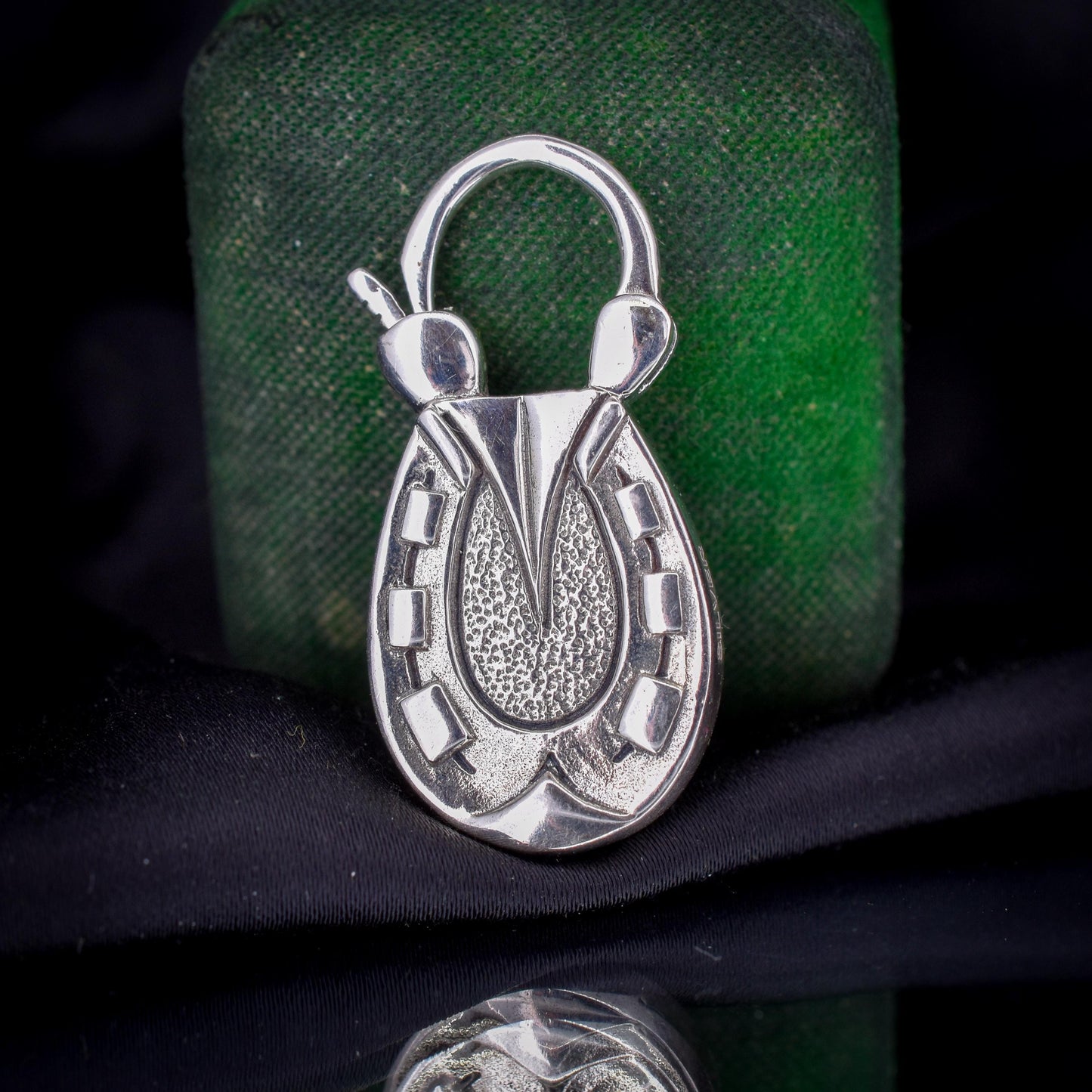 Malachite Horseshoe Sterling Silver Padlock Pendant Charm