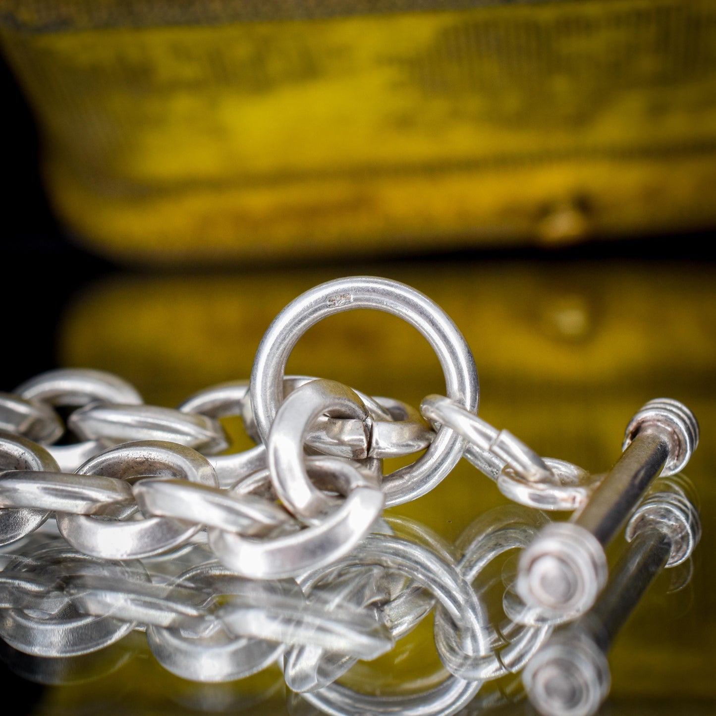 Vintage Sterling Silver Oval Link Chain Necklace with Sliding T-bar and Dog Clips | 17.5" Length