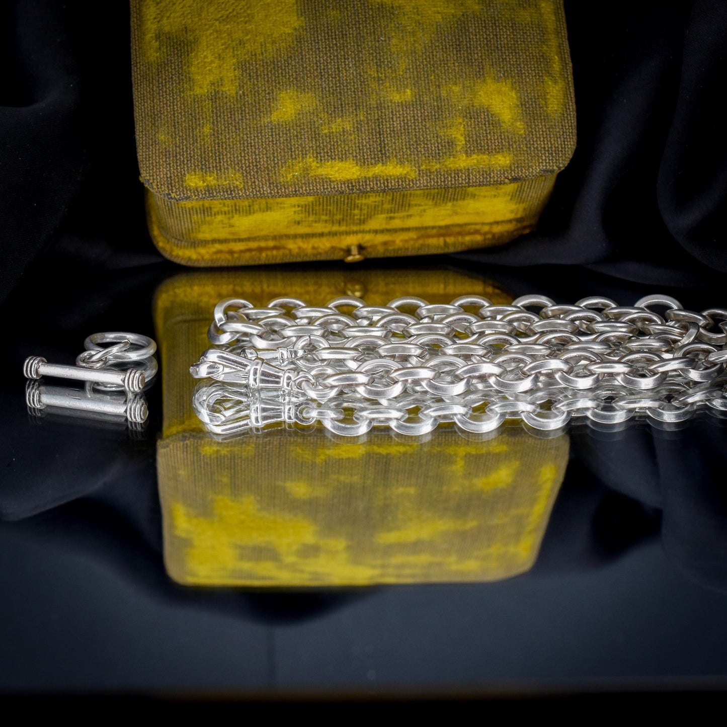 Vintage Sterling Silver Oval Link Chain Necklace with Sliding T-bar and Dog Clips | 17.5" Length