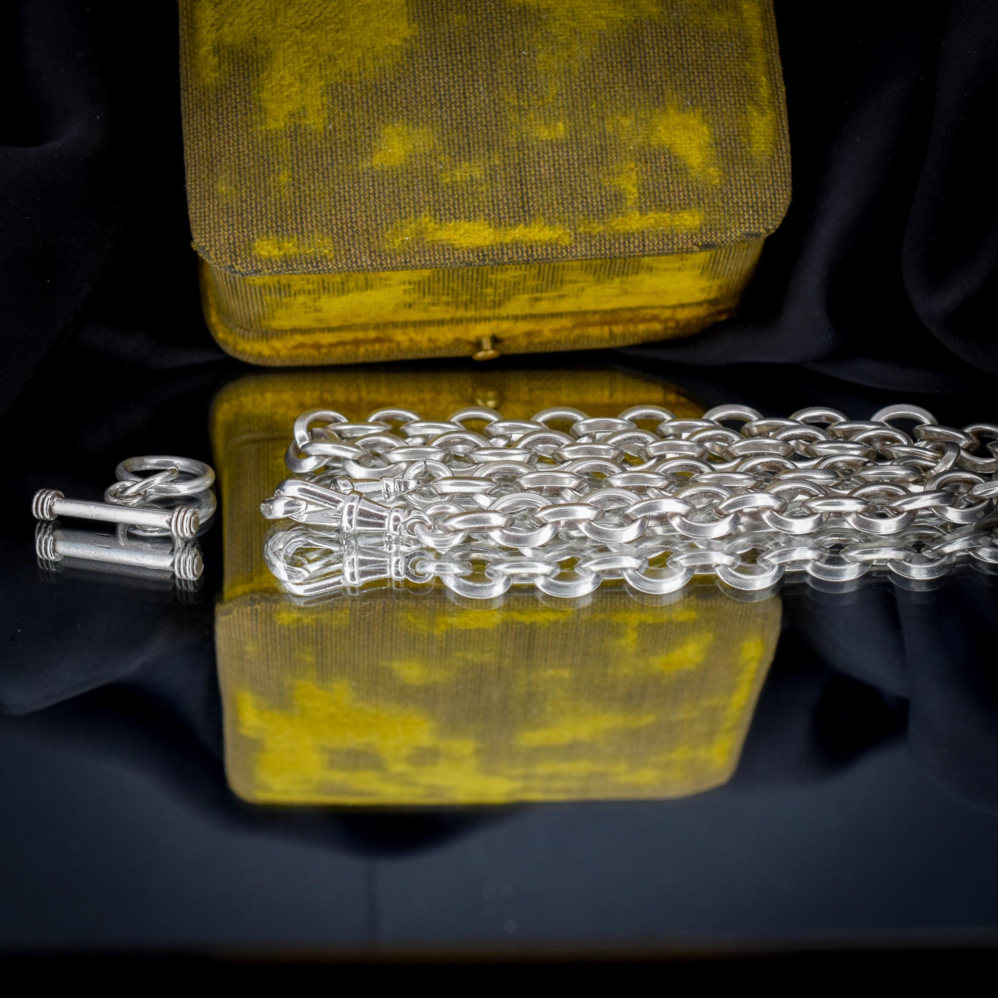 Vintage Sterling Silver Oval Link Chain Necklace with Sliding T-bar and Dog Clips | 17.5" Length