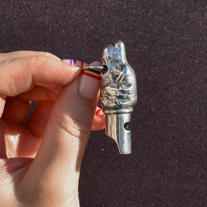Vintage Sterling Silver Novelty Hunting Dog Whistle Pendant