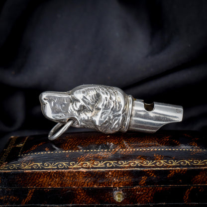 Vintage Sterling Silver Novelty Hunting Dog Whistle Pendant