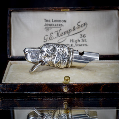 Vintage Sterling Silver Novelty Hunting Dog Whistle Pendant