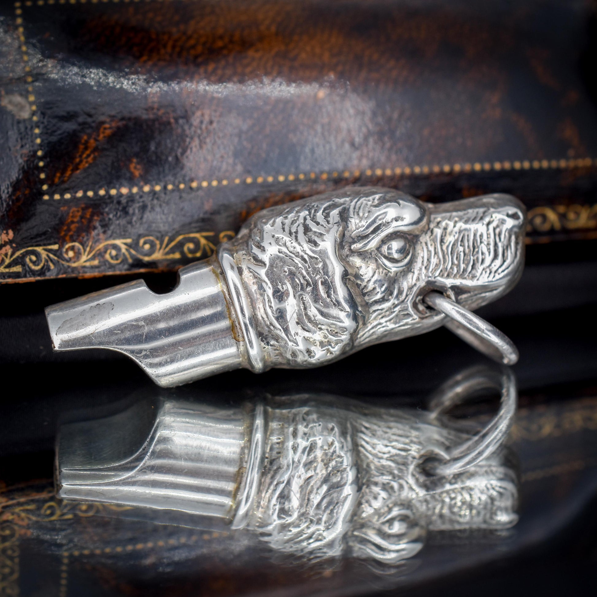 Vintage Sterling Silver Novelty Hunting Dog Whistle Pendant