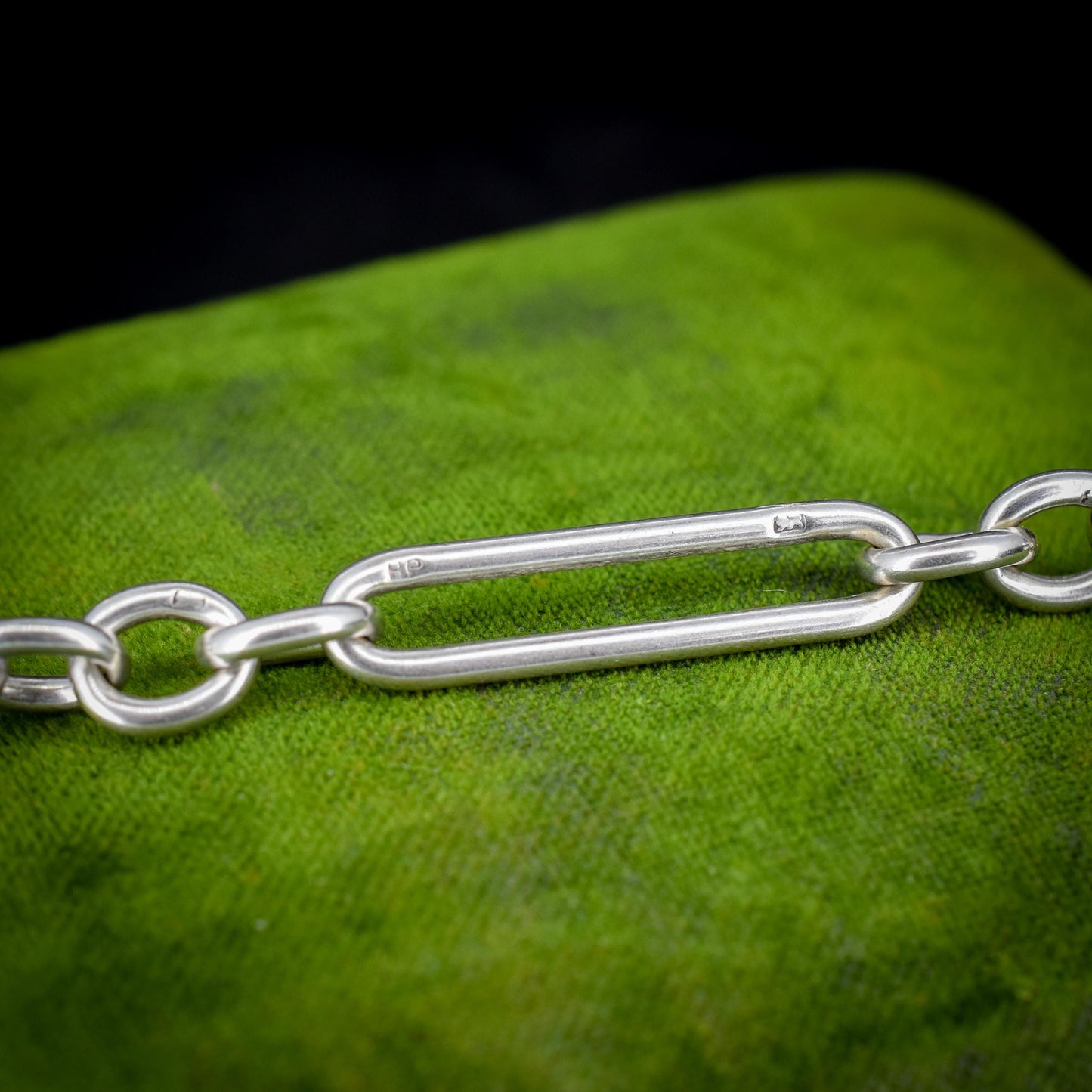 Antique Sterling Silver Trombone Watch Chain with Dog Clips and T Bar | 15"