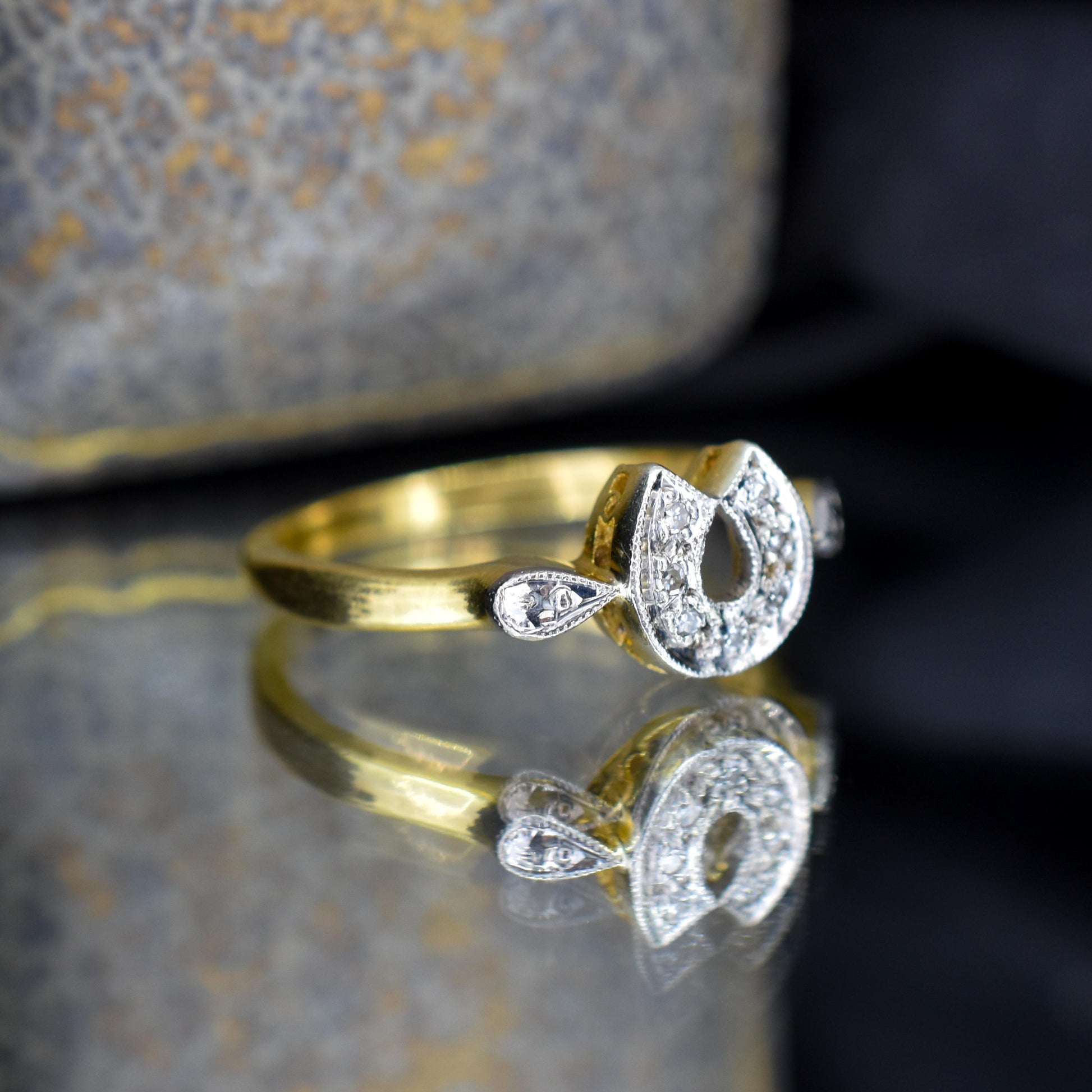 Antique Diamond Horseshoe Equestrian 18ct Yellow Gold Ring