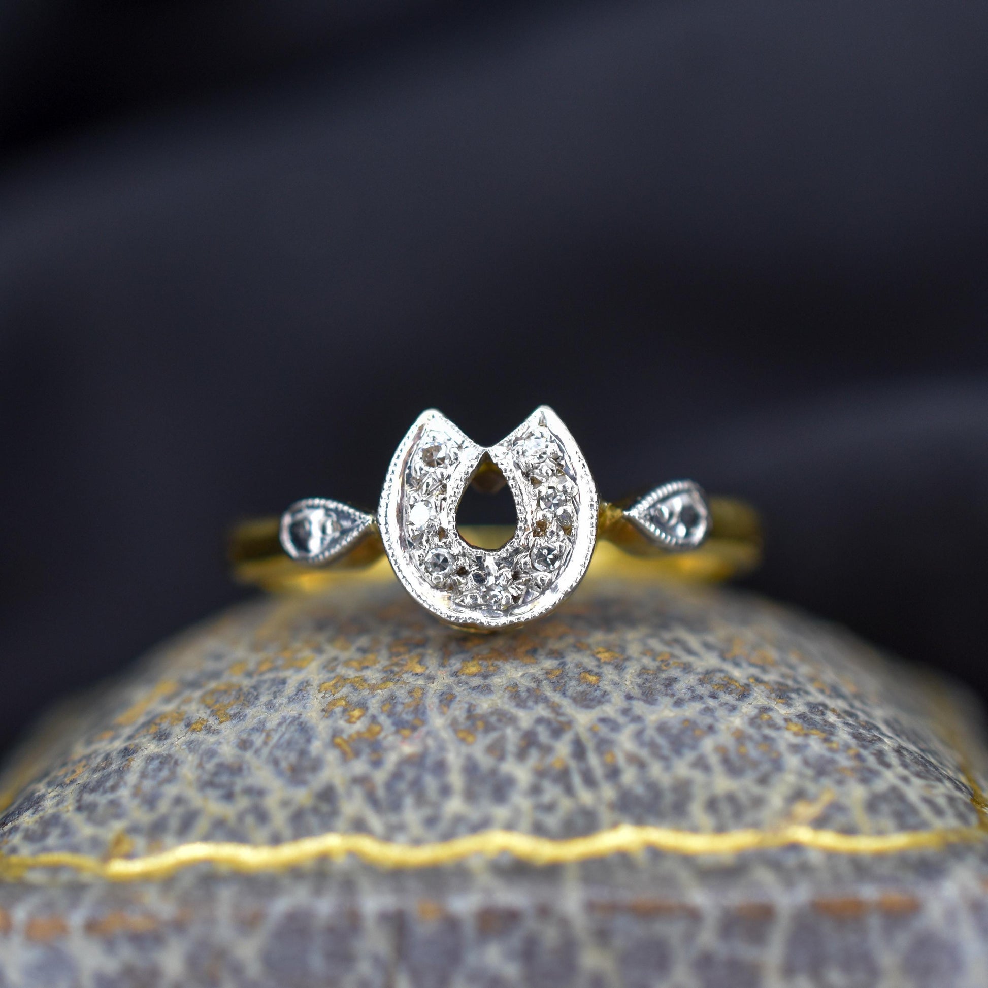 Antique Diamond Horseshoe Equestrian 18ct Yellow Gold Ring