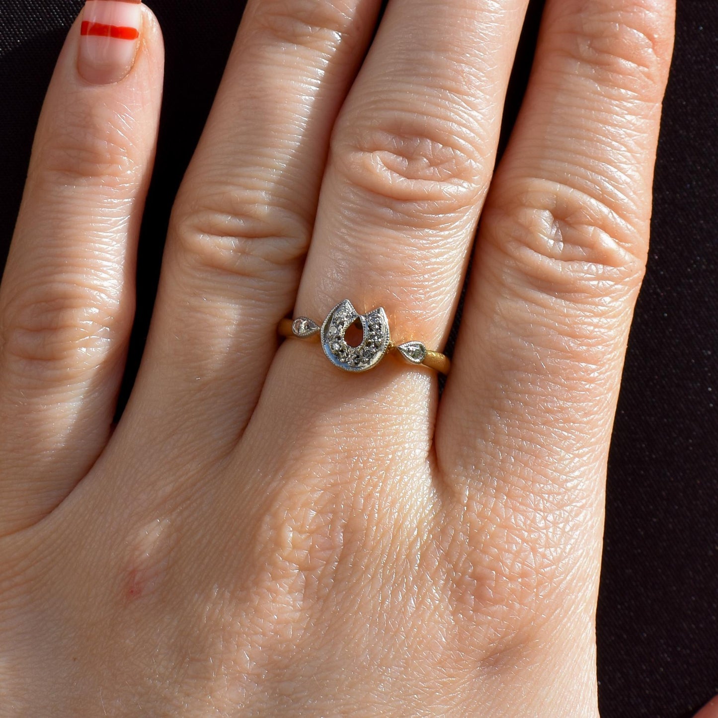 Antique Diamond Horseshoe Equestrian 18ct Yellow Gold Ring