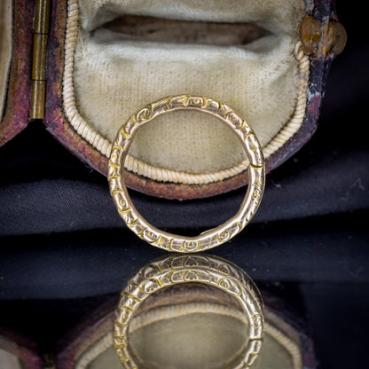 Antique 9ct Gold Engraved Split Ring, 17mm