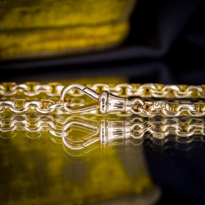 Antique 9ct Yellow Gold Faceted Link Chain Necklace with Dog Clip | 17.75"