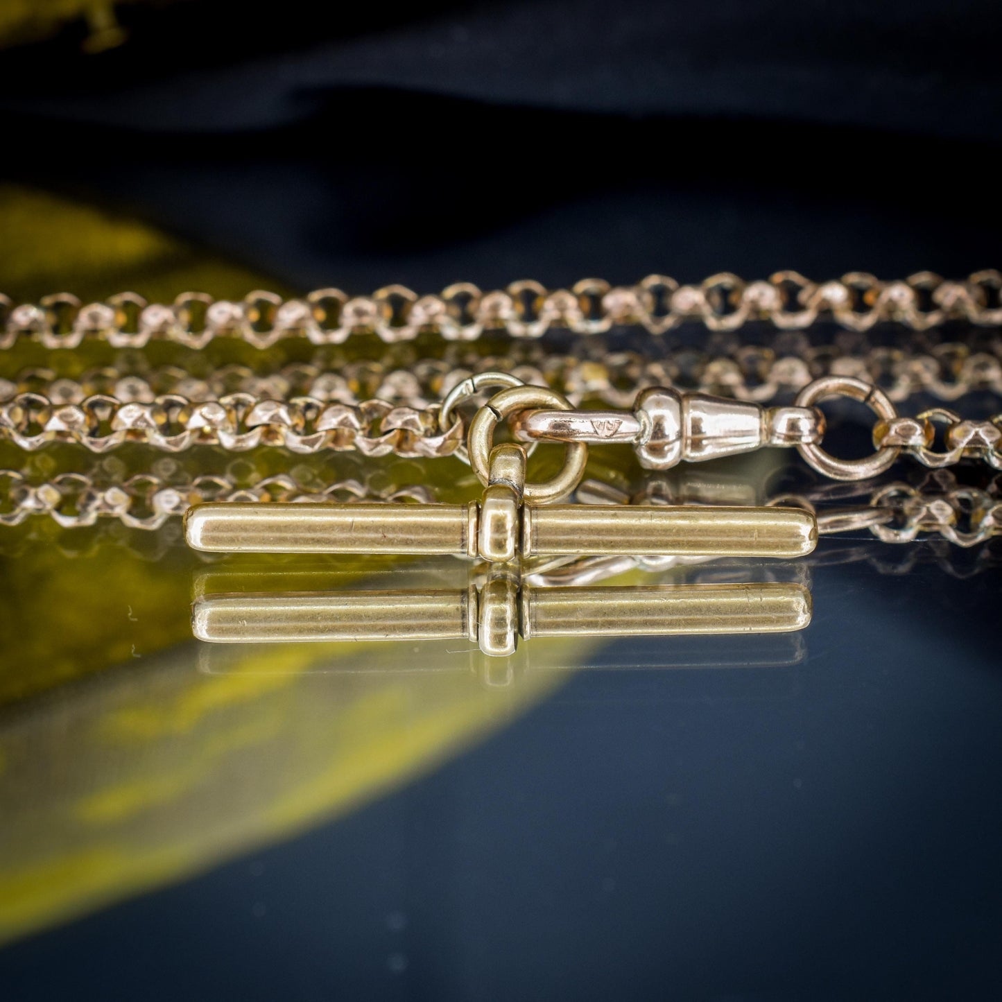 Antique Rolled Gold 35" Chain Necklace with Dog Clip and T-Bar