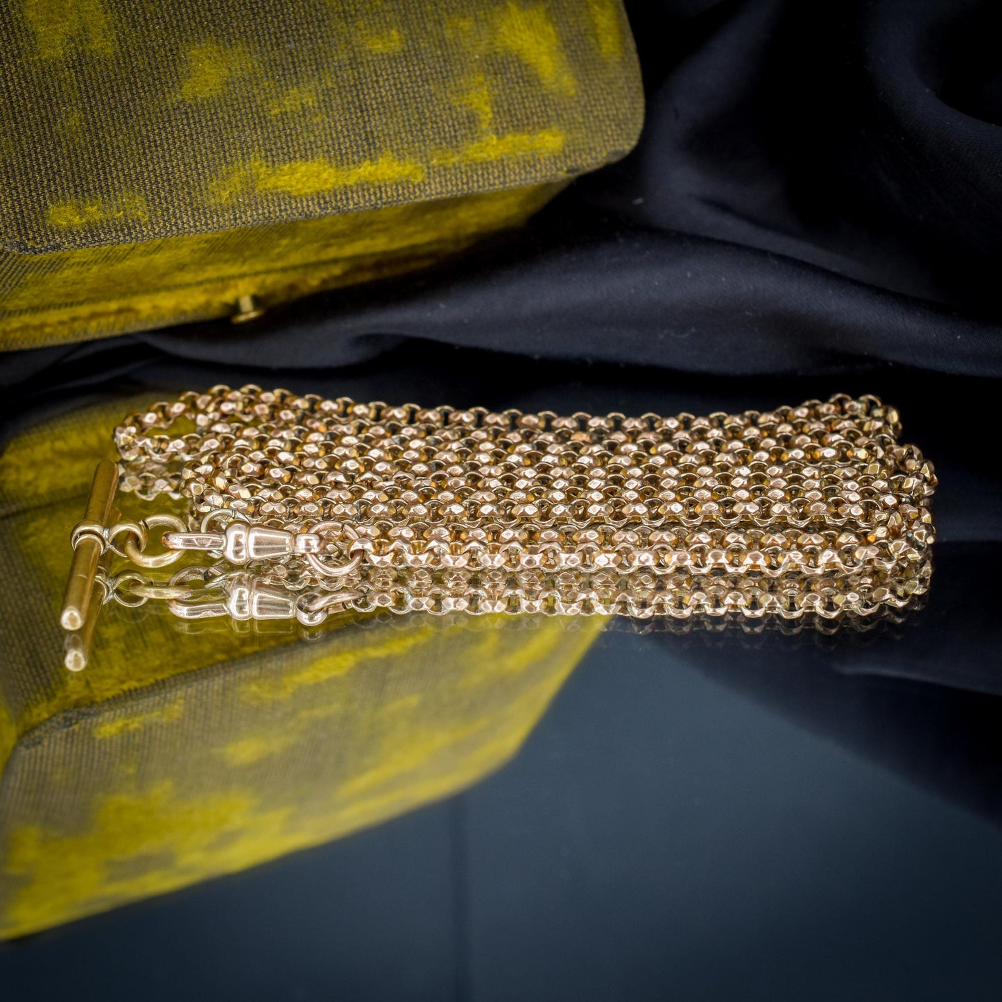 Antique Rolled Gold 35" Chain Necklace with Dog Clip and T-Bar