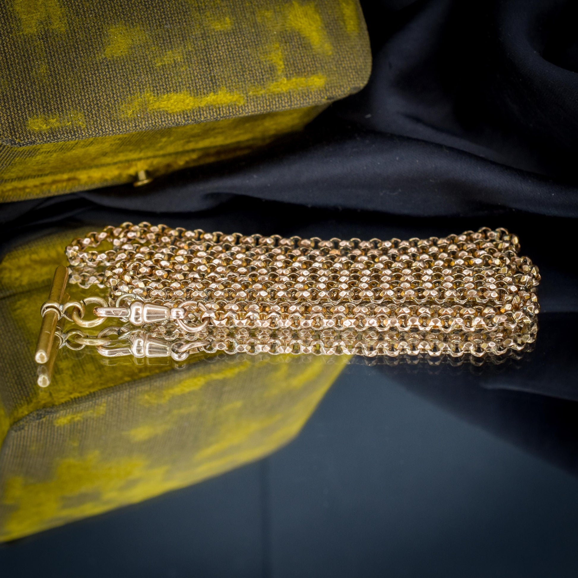 Antique Rolled Gold 35" Chain Necklace with Dog Clip and T-Bar