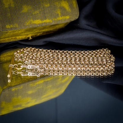 Antique Rolled Gold 35" Chain Necklace with Dog Clip and T-Bar