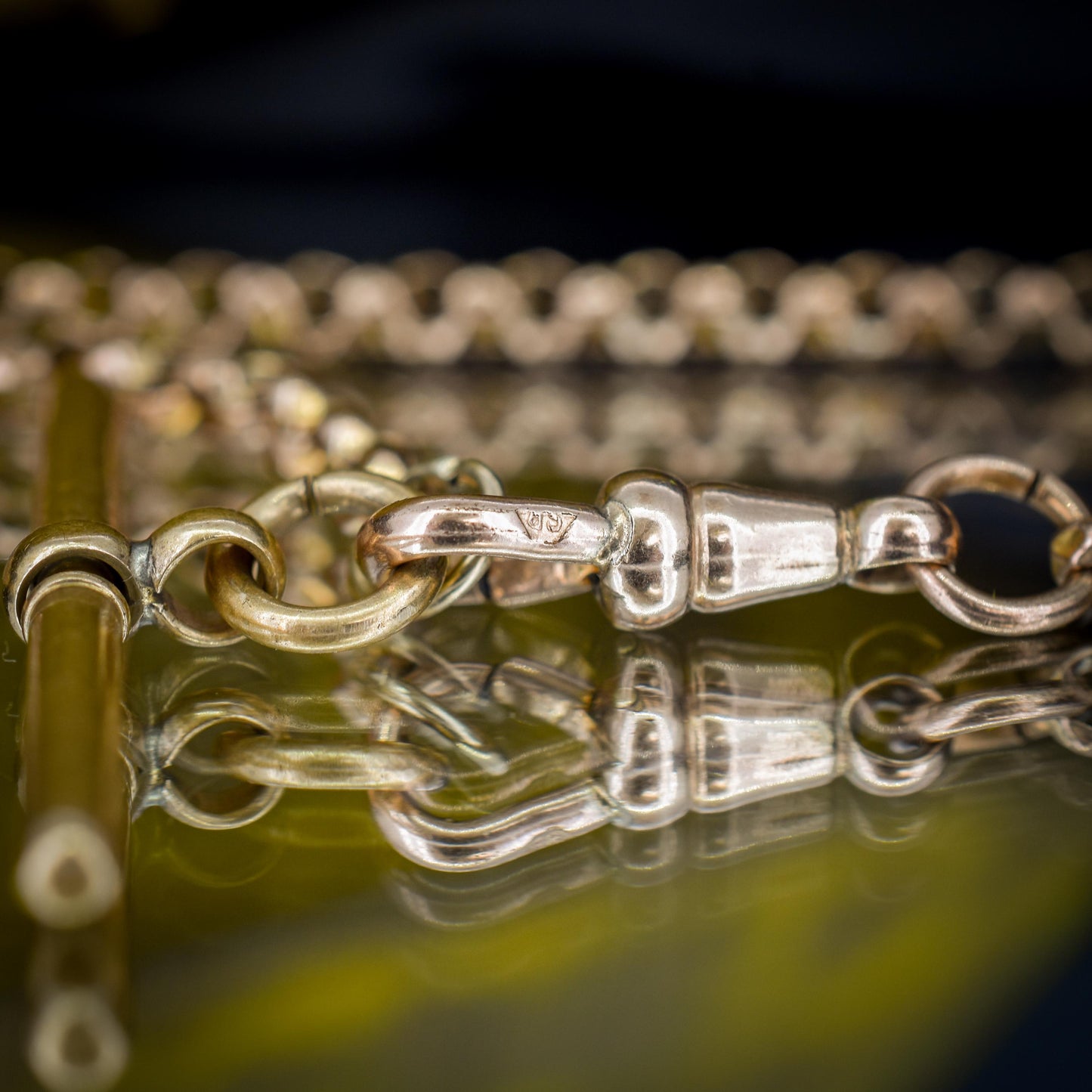 Antique Rolled Gold 35" Chain Necklace with Dog Clip and T-Bar