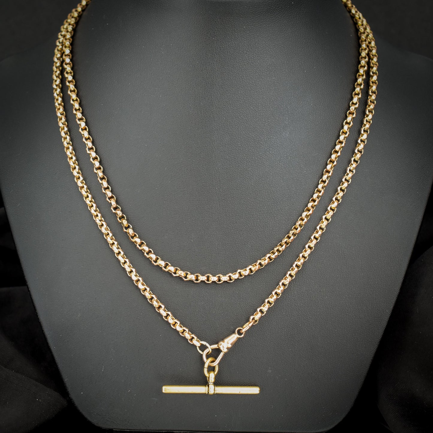 Antique Rolled Gold 35" Chain Necklace with Dog Clip and T-Bar
