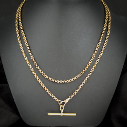 Antique Rolled Gold 35" Chain Necklace with Dog Clip and T-Bar