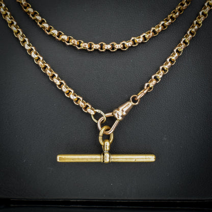 Antique Rolled Gold 35" Chain Necklace with Dog Clip and T-Bar
