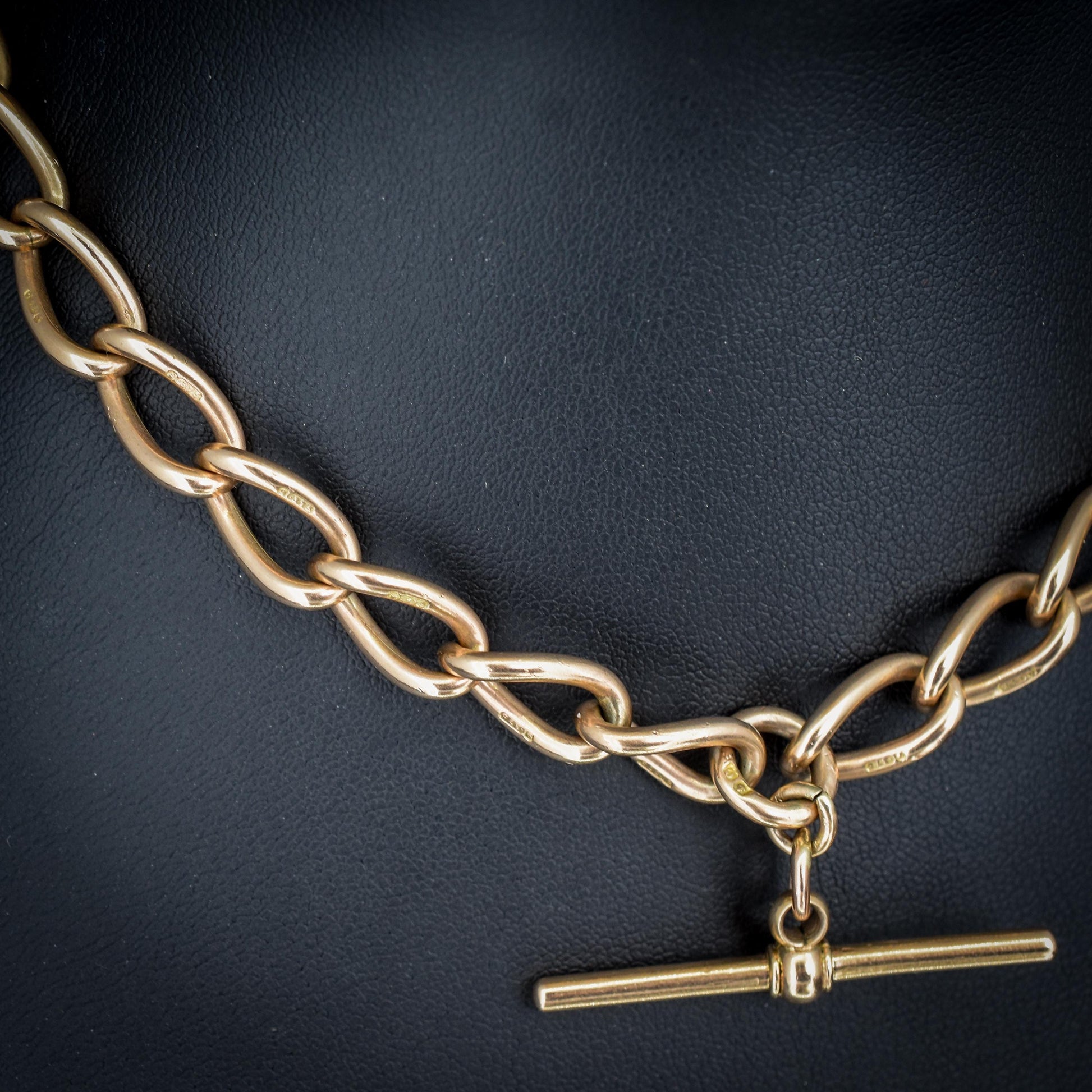 Antique 9ct Gold Oval Link Albert Watch Chain 14" | Birmingham 1902