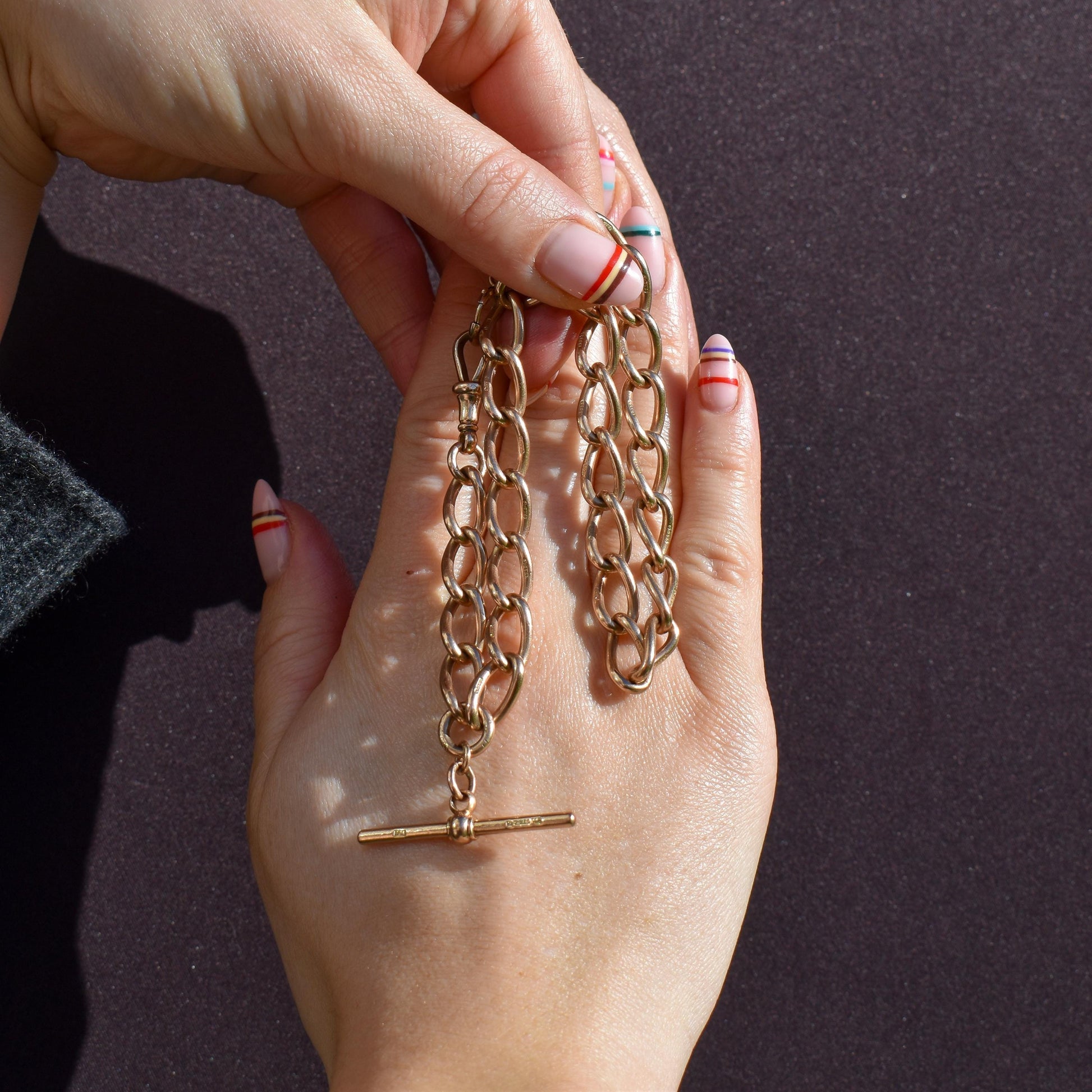 Antique 9ct Gold Oval Link Albert Watch Chain 14" | Birmingham 1902