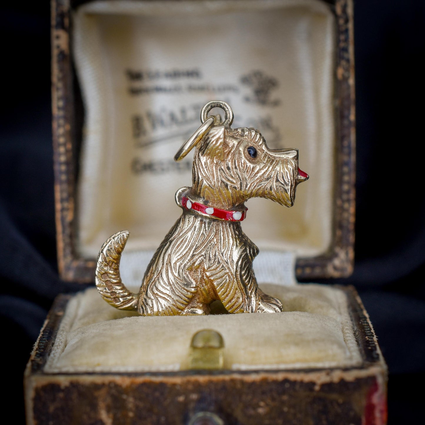 Vintage 9ct Gold Enamelled Scottie Terrier Dog Charm | London 1976