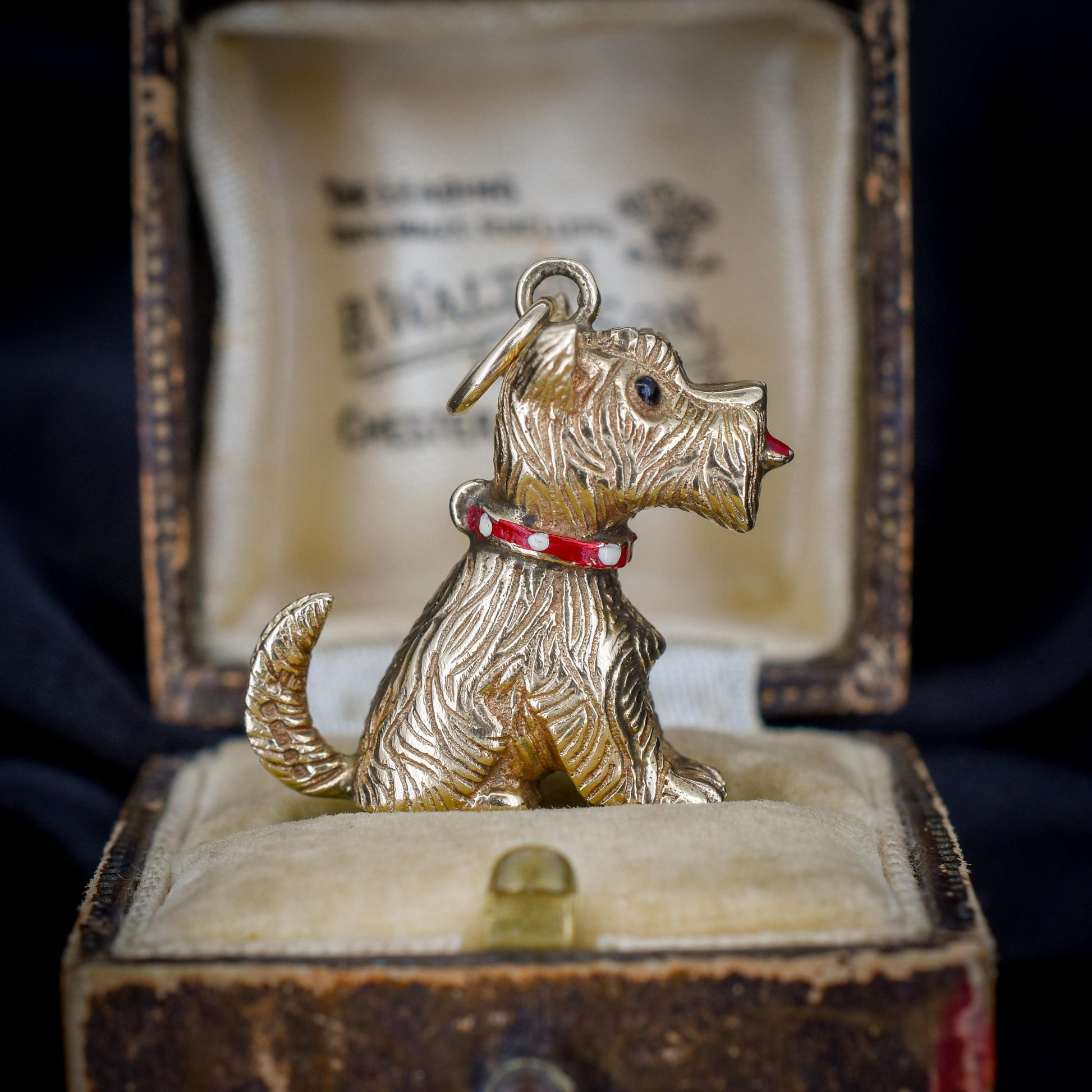 Vintage 9ct Gold Enamelled Scottie Terrier Dog Charm | London 1976