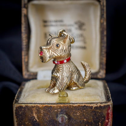 Vintage 9ct Gold Enamelled Scottie Terrier Dog Charm | London 1976