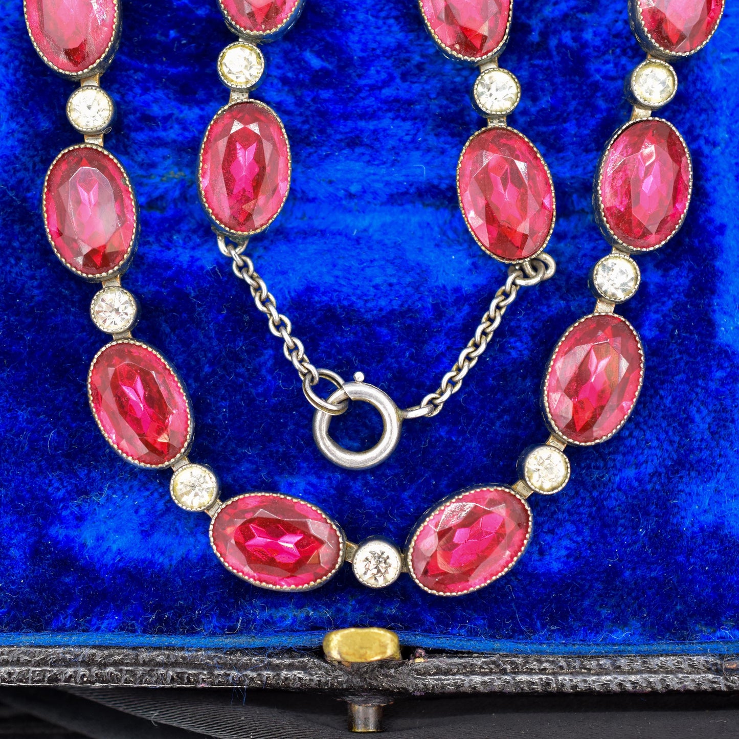 Vintage Pink Paste Bezel Set Riviere Necklace | Art Deco