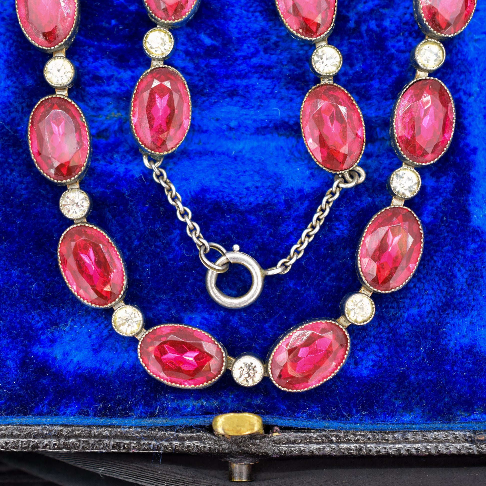 Vintage Pink Paste Bezel Set Riviere Necklace | Art Deco