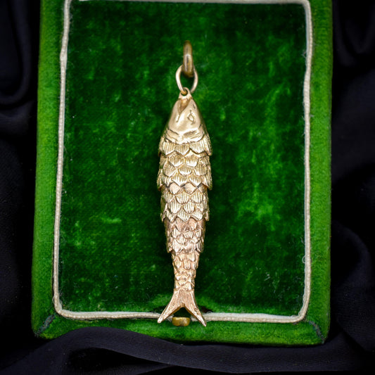 Vintage 9ct Gold Large Articulated Fish Charm