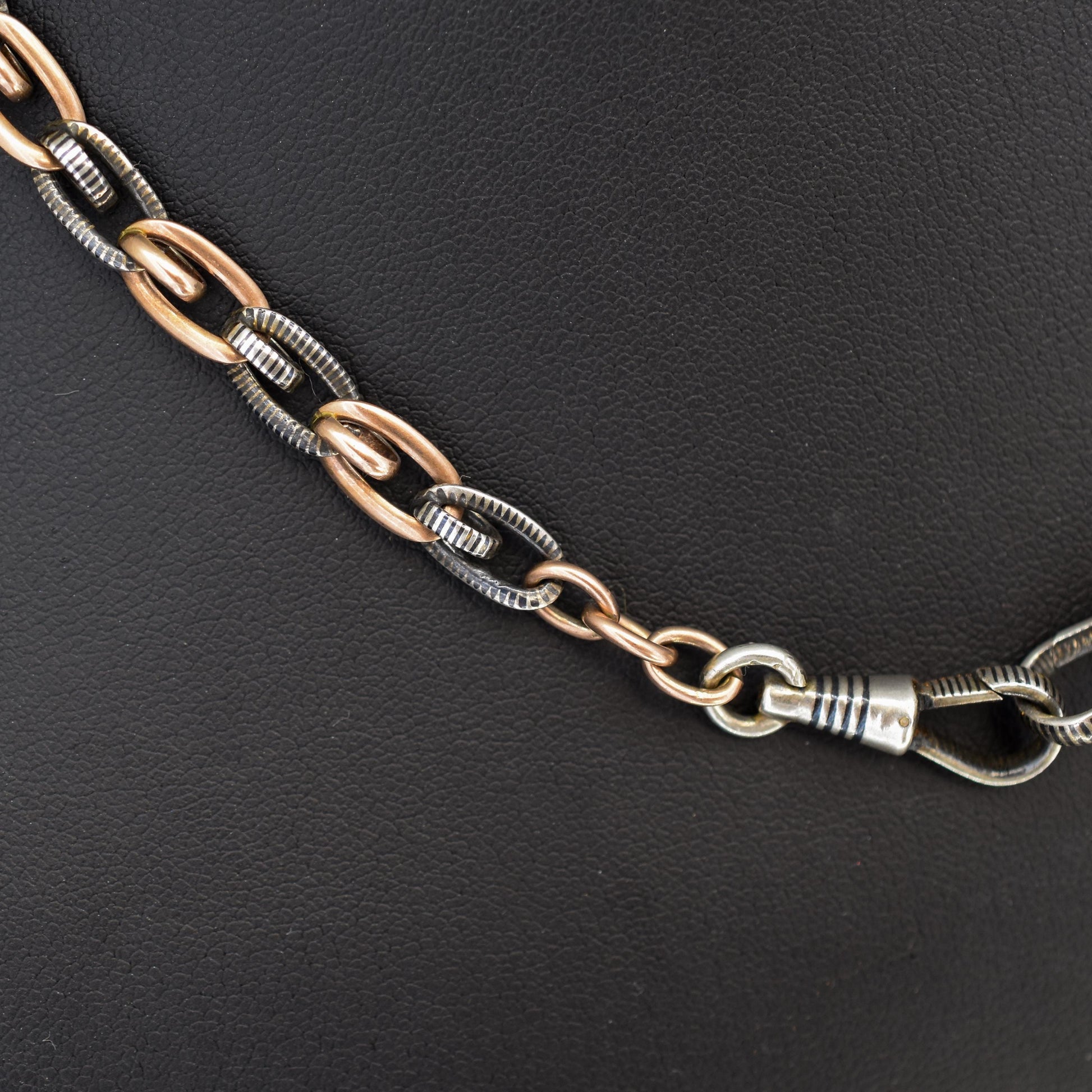 Antique French Niello Silver and Gold Chain Necklace | 16.75"